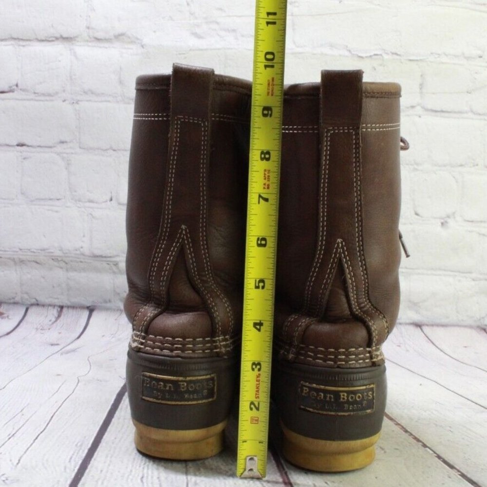 LL Bean 10" Shearling Lined Brown Leather Waterproof Duck Boots M 8 L 10 Narrow - Picture 8 of 9